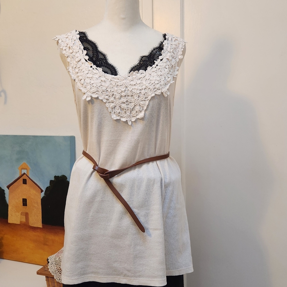 Lane Bryant Cotton Lace Top in White Highly Stretch Size 18/20